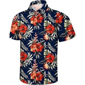 🟡5/$25 DEAL! Vibrant Floral Button Down Hawaiian Shirt